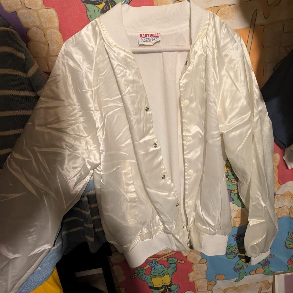 Hartwell 80s White Bomber Sports Jacket